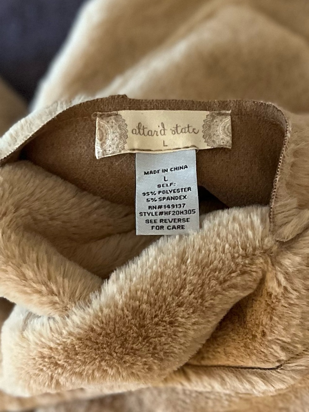 Altar’d State Tan Sherpa Reversible Faux Suede Jacket Size Large - Picture 2 of 16